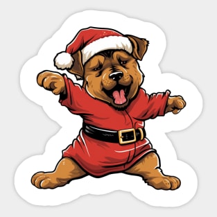 Cartoon Christmas Rottweiler Dog Dancing Sticker